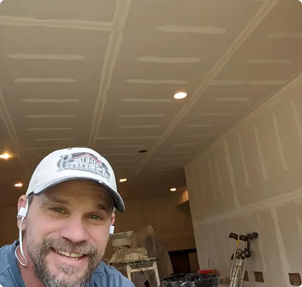 Finished drywall ceiling and walls in residential interior